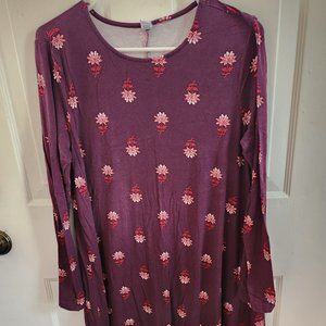 Purple Floral Swing Dress